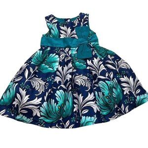 Dressed Up by Gymboree Emerald and Navy Sleeveless Dress Size 18-24 Months